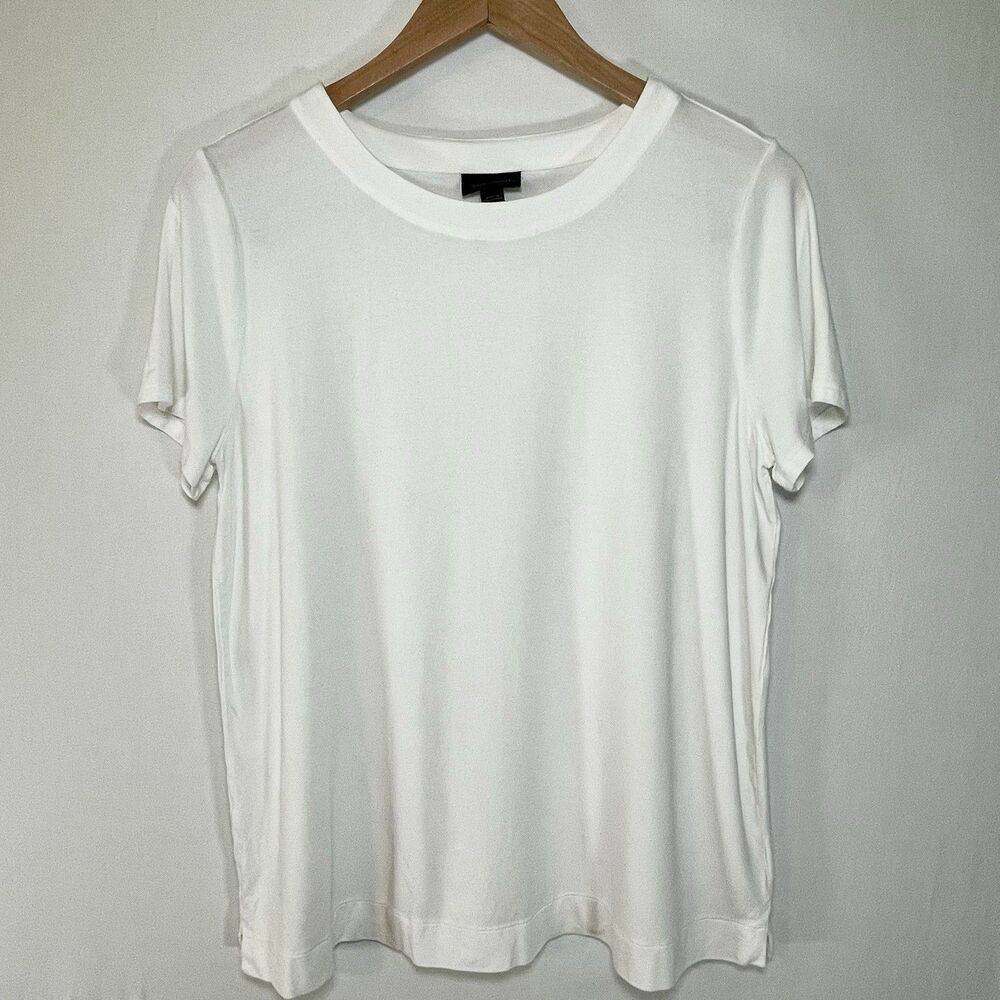 J.Jill Wearever Collection Ivory Cream Short Sleeve Round Neck Knit Top Size M